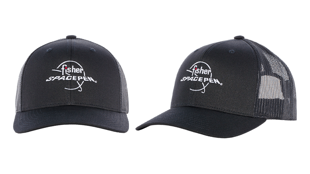 Black Snapback Hat with Fisher Space Pen Logo-2